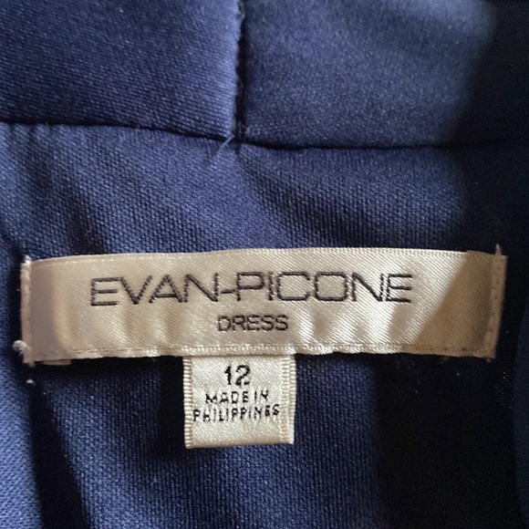 EUC Evan-Picone Navy & White Polka Dot A-Line Dress 12 - Picture 9 of 11